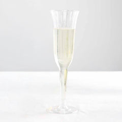 24-Pack Plastic Champagne Flutes Clear Flared Design - Lightweight Disposable Toasting Glasses 6oz