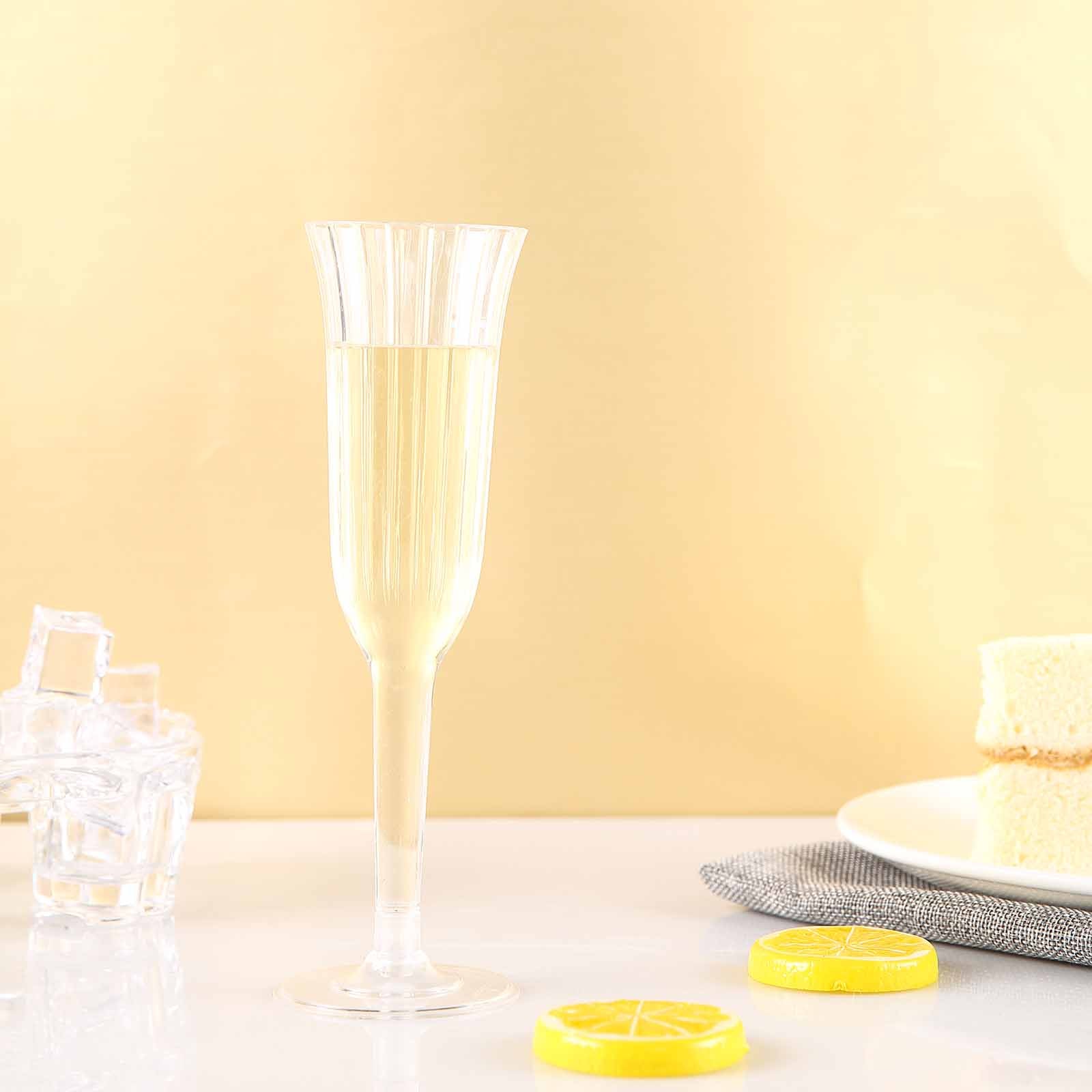 24-Pack Plastic Champagne Flutes Clear Flared Design - Lightweight Disposable Toasting Glasses 6oz