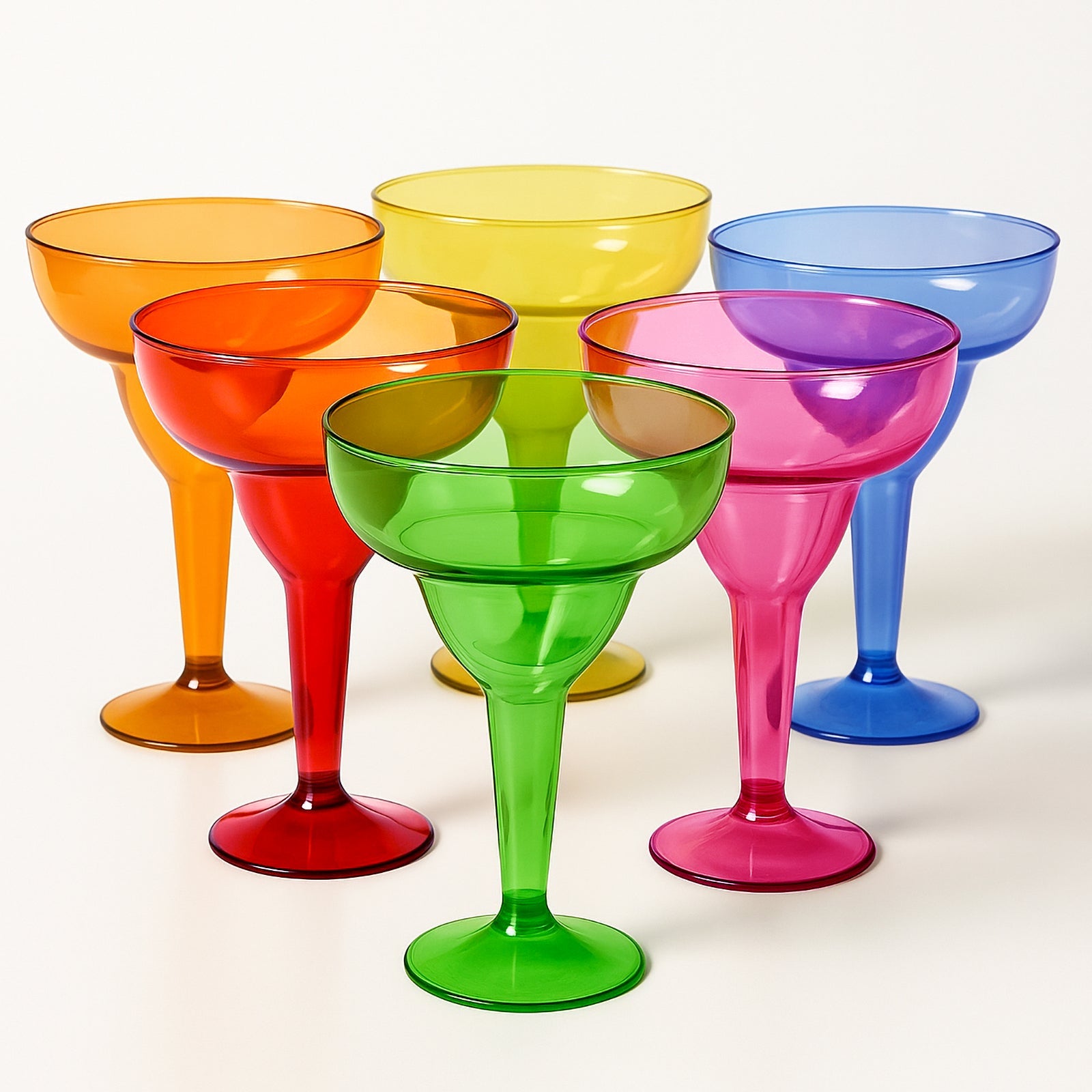 48-Pack 12oz Plastic Margarita Glasses - Assorted Colors, Reusable Cocktail Cups for Parties, Fiesta & Frozen Drinks