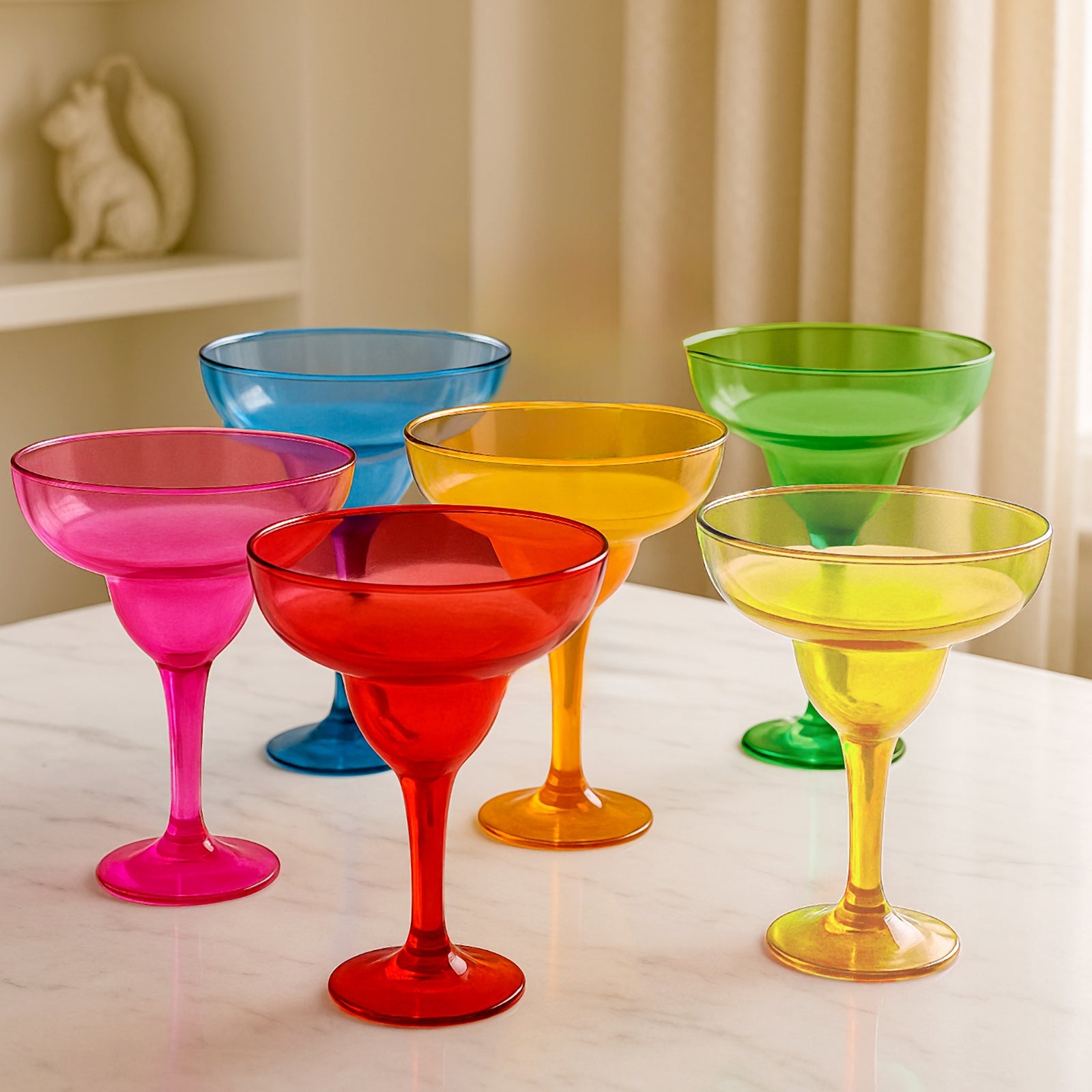 48-Pack 12oz Plastic Margarita Glasses - Assorted Colors, Reusable Cocktail Cups for Parties, Fiesta & Frozen Drinks