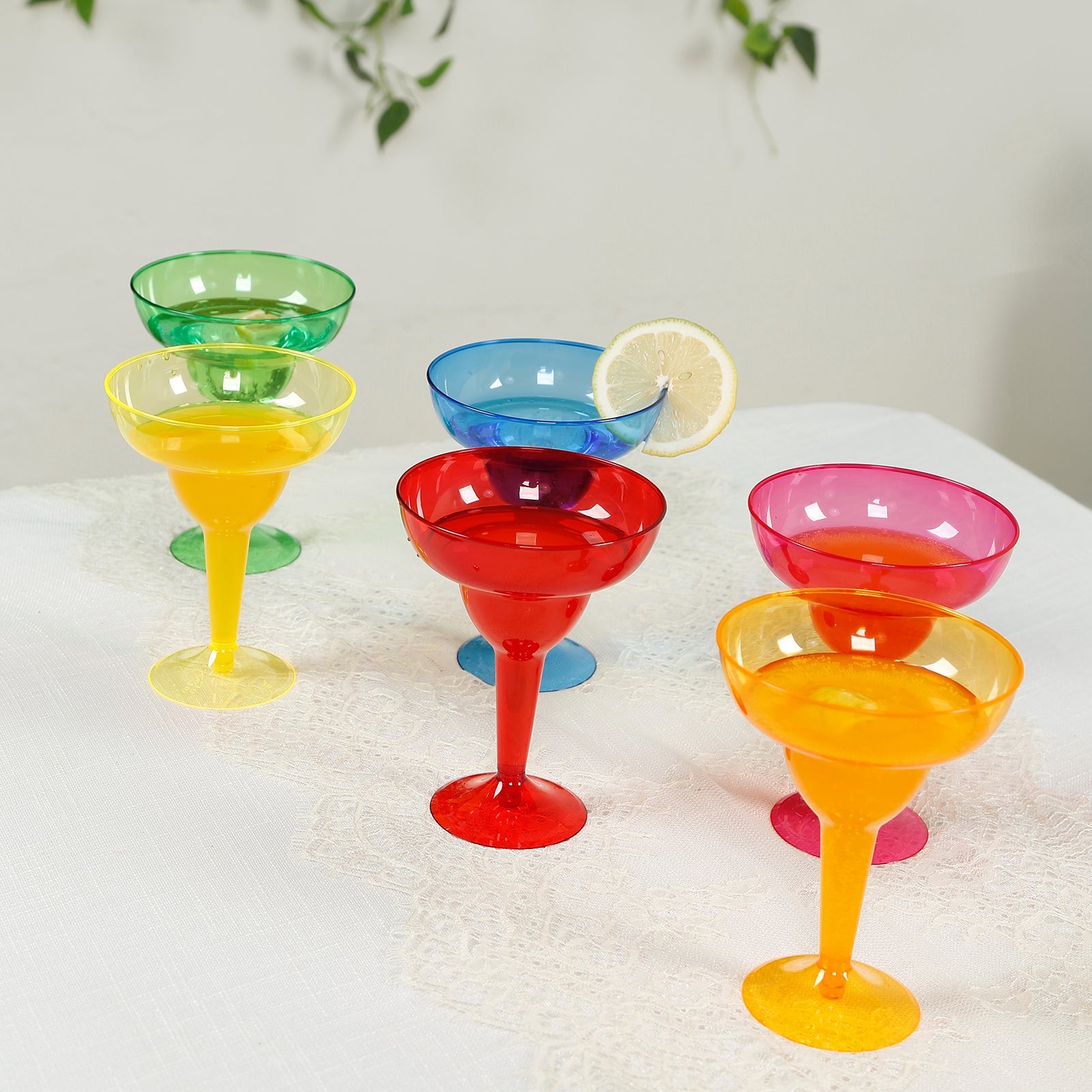 48-Pack 12oz Plastic Margarita Glasses - Assorted Colors, Reusable Cocktail Cups for Parties, Fiesta & Frozen Drinks