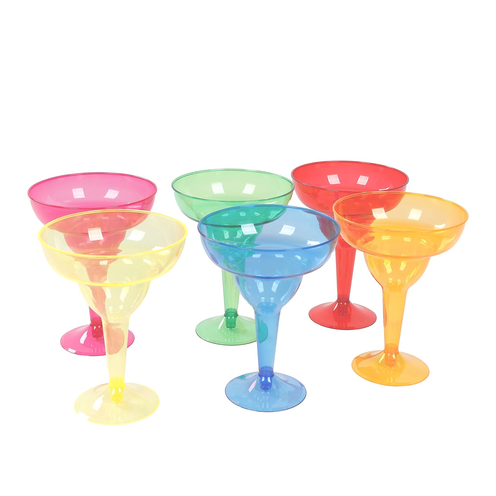48-Pack 12oz Plastic Margarita Glasses - Assorted Colors, Reusable Cocktail Cups for Parties, Fiesta & Frozen Drinks