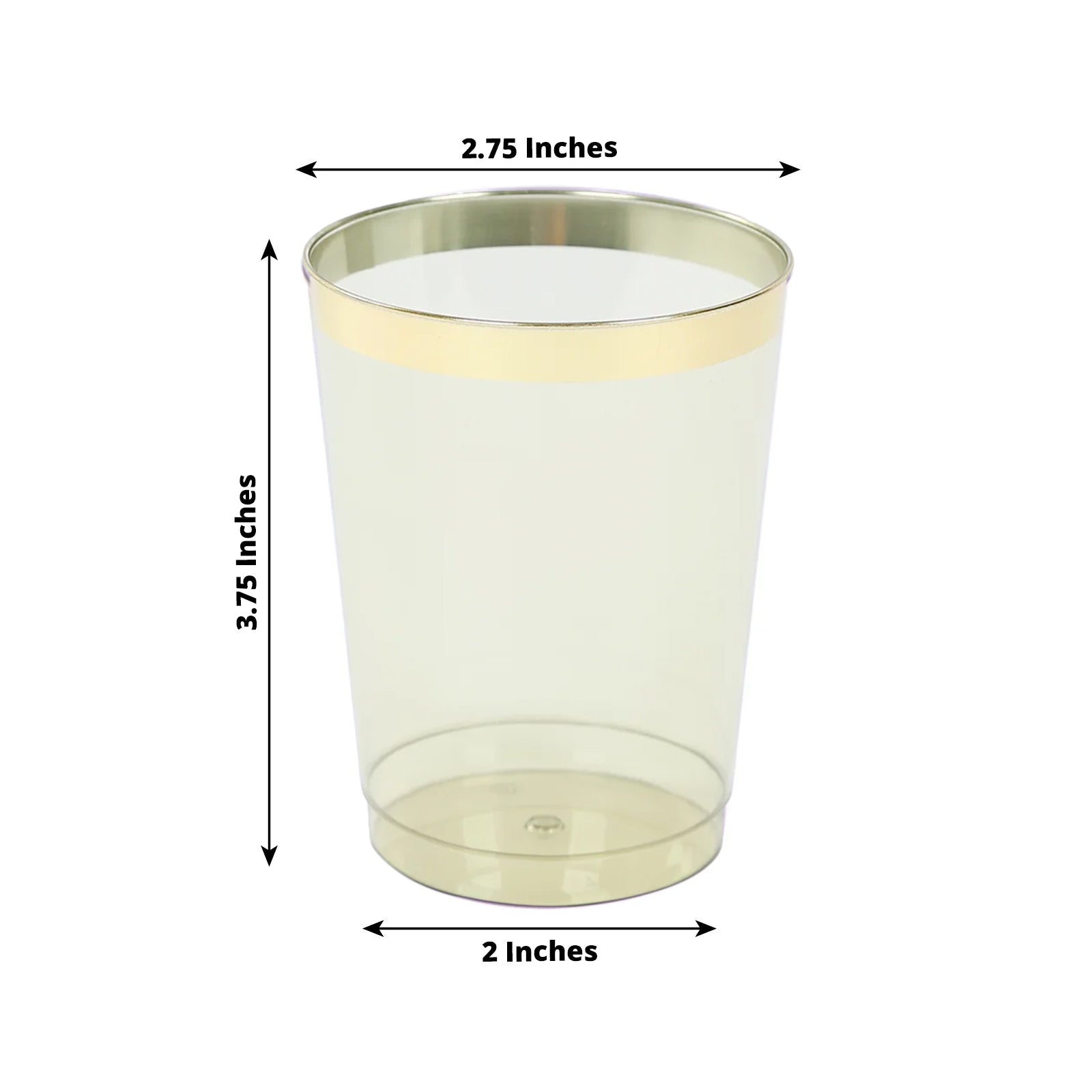 25-Pack Plastic Tumbler Cups Transparent Dusty Sage Green with Gold Rim - Stylish Disposable Party Glasses 10oz