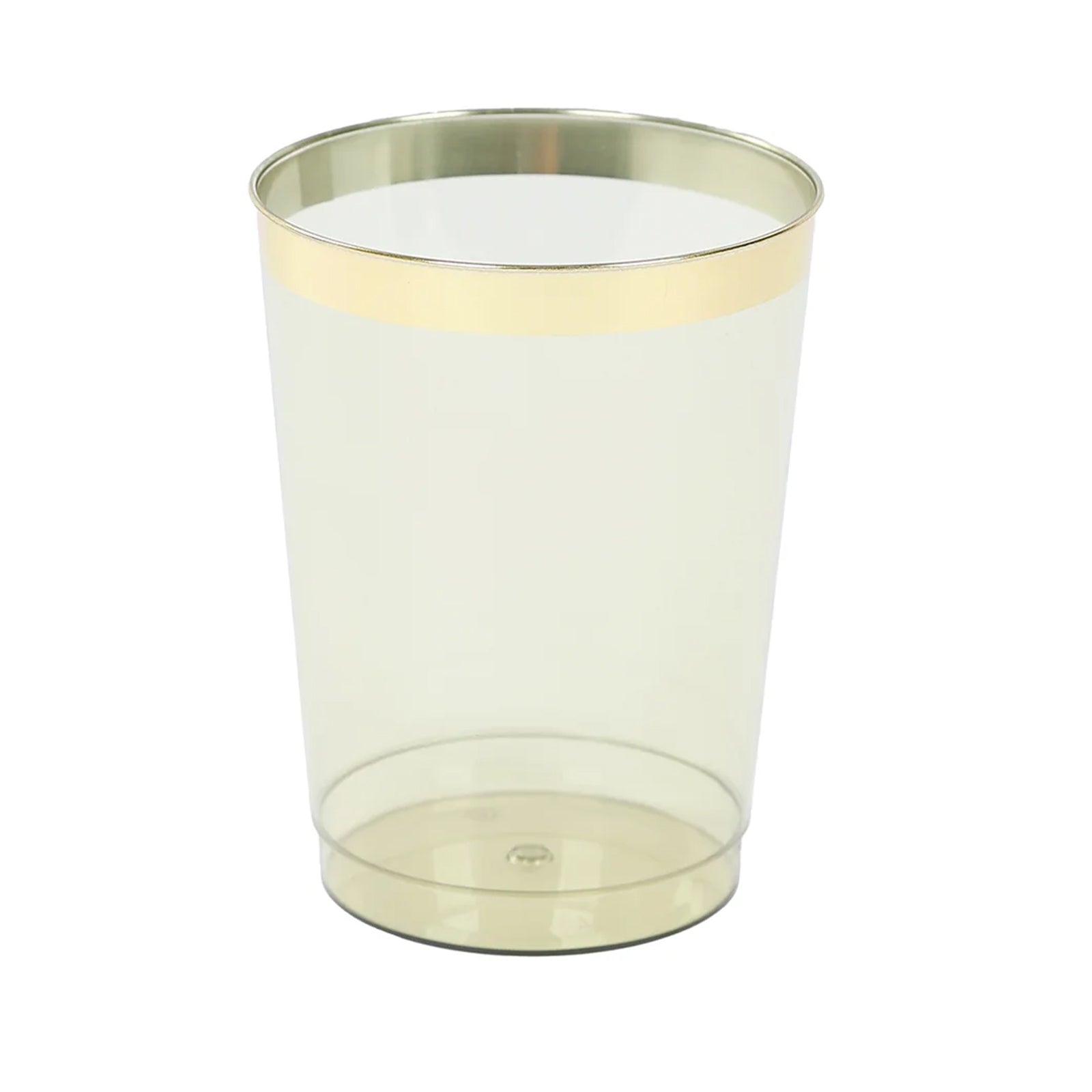 25-Pack Plastic Tumbler Cups Transparent Dusty Sage Green with Gold Rim - Stylish Disposable Party Glasses 10oz