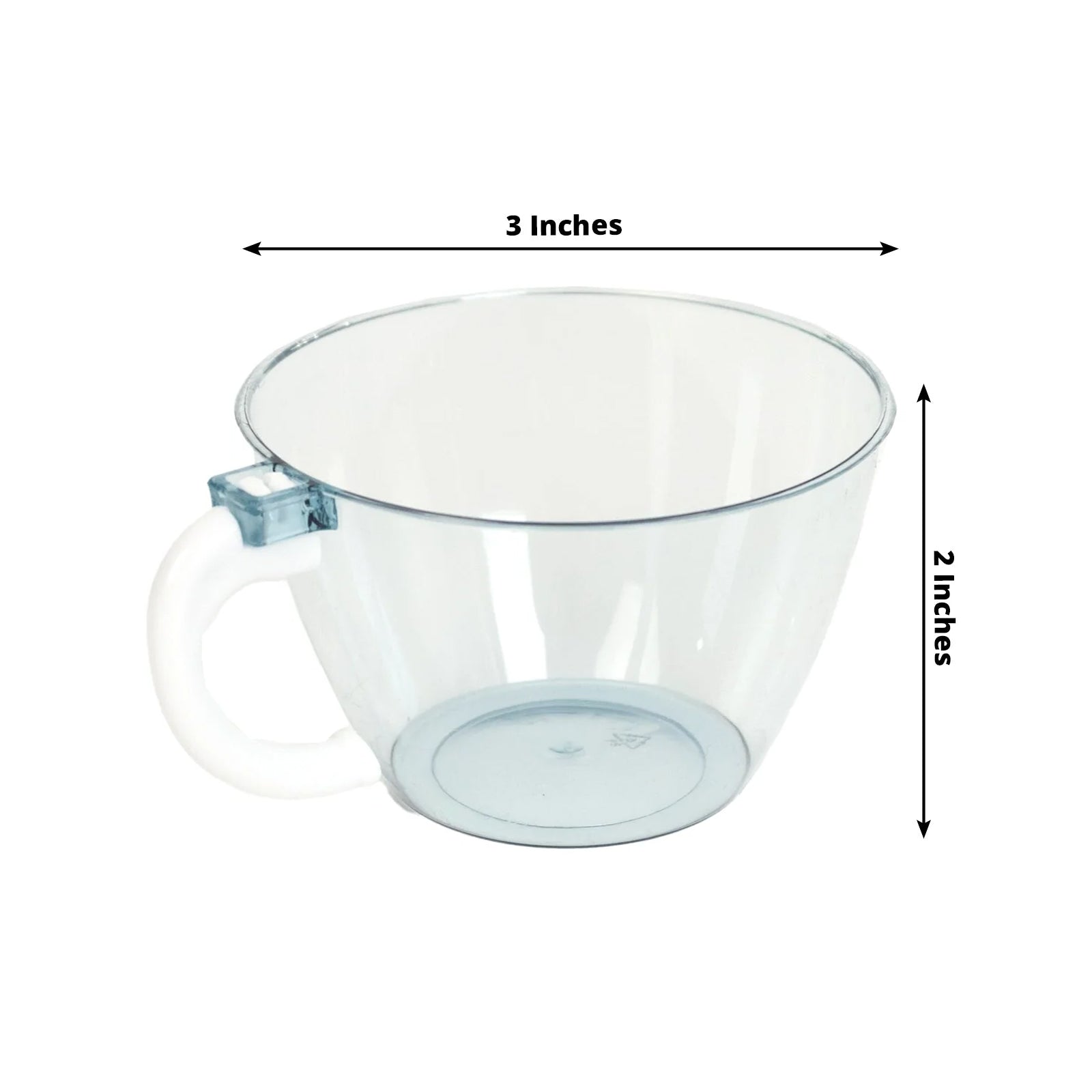 25-Pack Disposable Plastic Coffee Cups with Handles - 6oz Transparent Dusty Blue Hard Tea Mugs for Hot Beverages