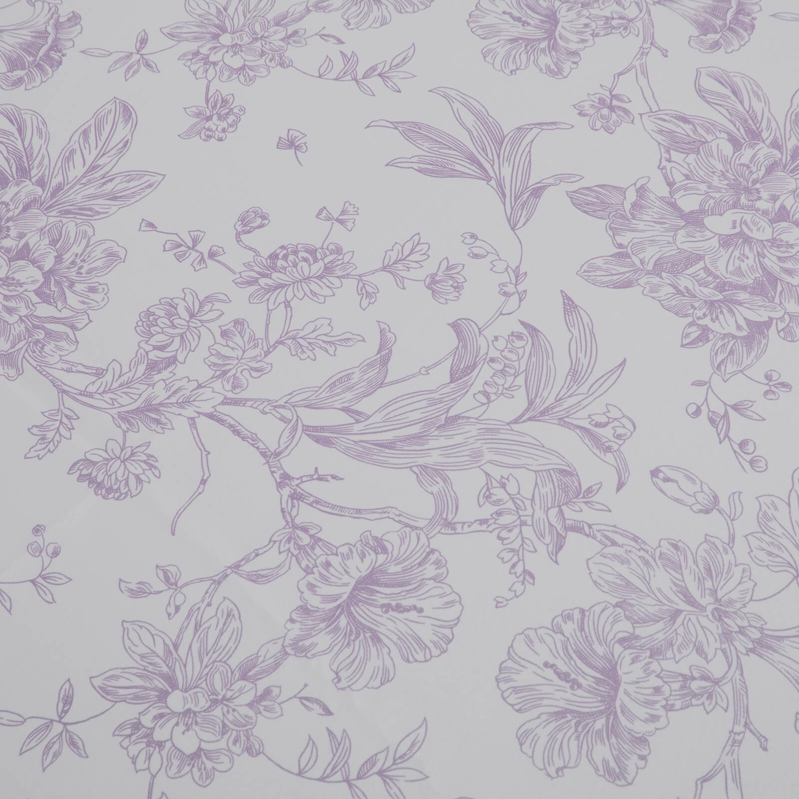 Polyester Table Runner 12"x108" White with Lavender Lilac French Toile Floral Print - Stylish Reusable Table Décor