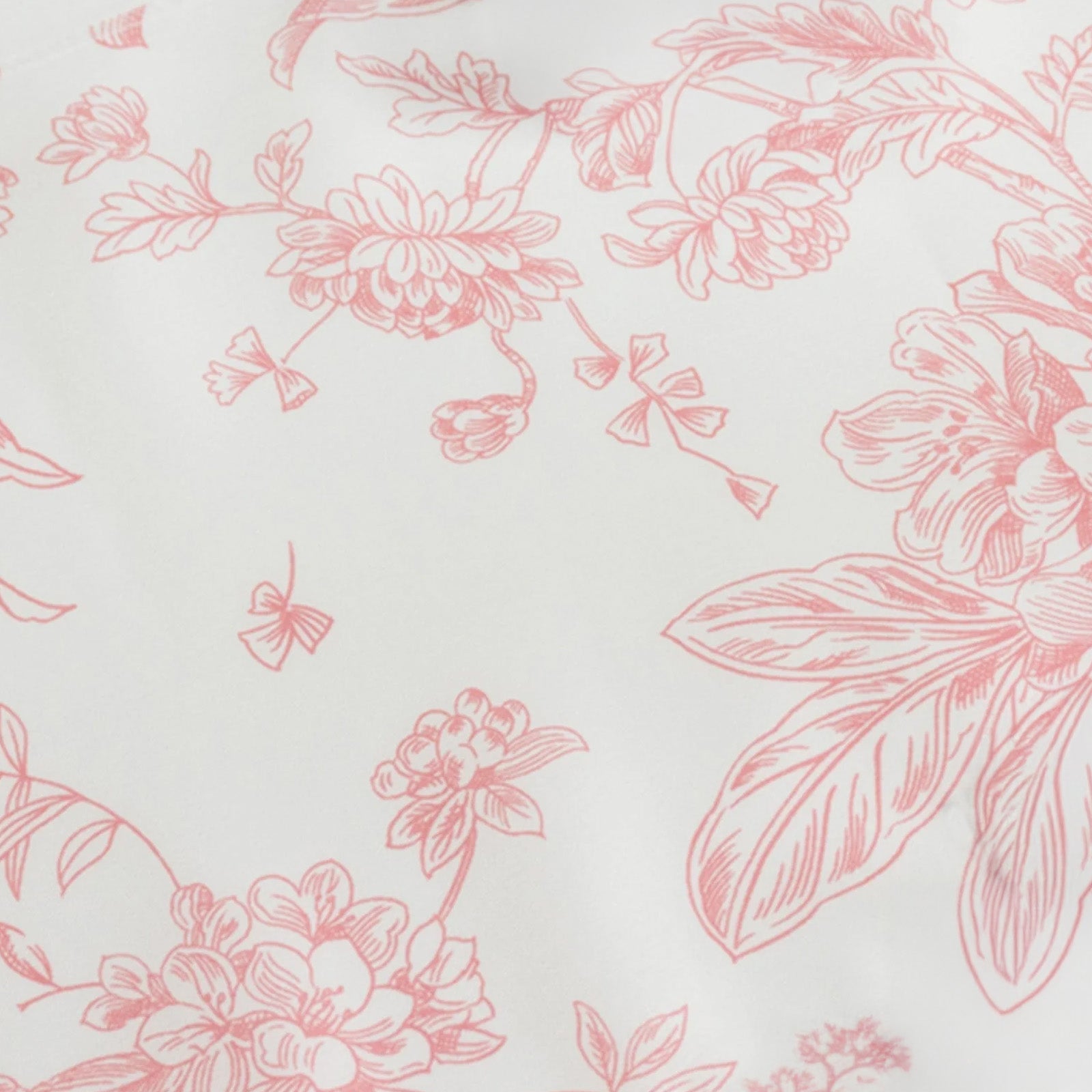 Polyester Table Runner 12"x108" White with Pink French Toile Floral Print Reusable Table Décor