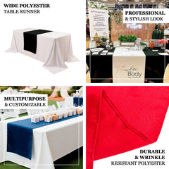 Wide Polyester 24"x72" Table Runner White - Durable Trade Show Table Linen