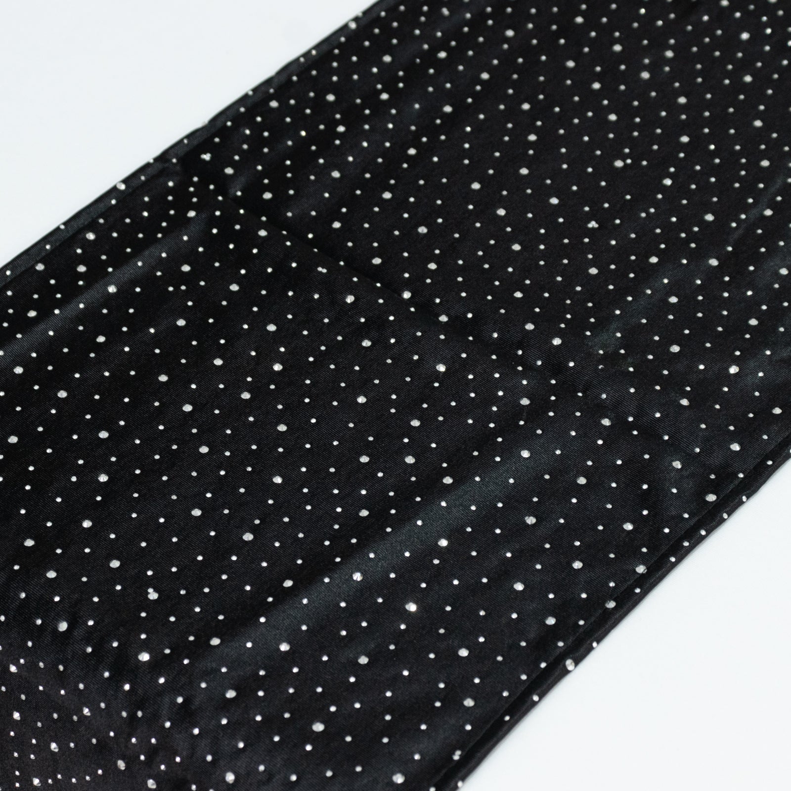 Black Scuba Polyester Table Runner with Rhinestone Accents - 12"x108" Wrinkle-Free Table Linen