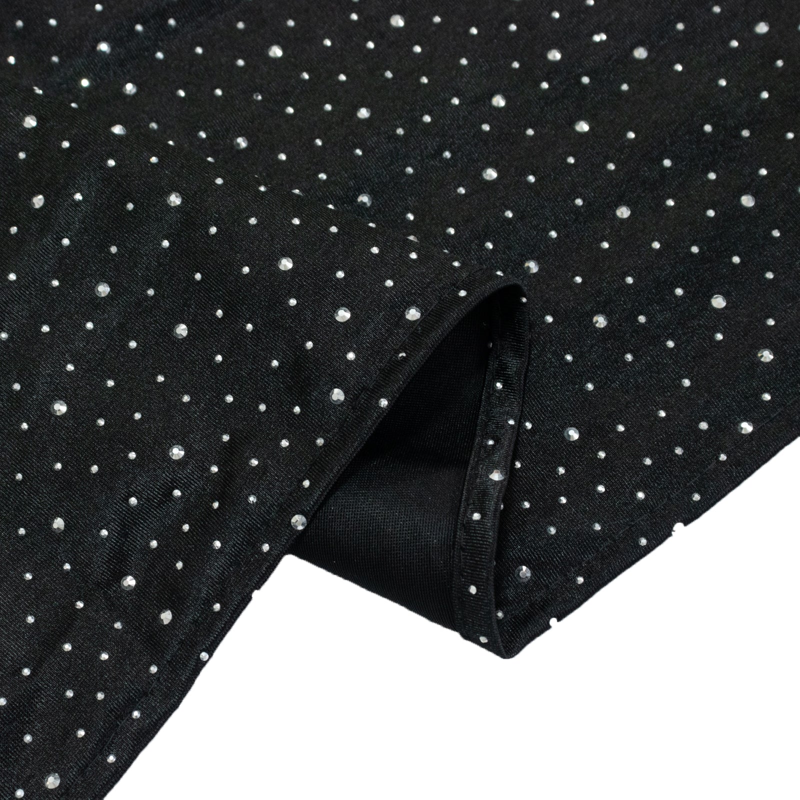 Black Scuba Polyester Table Runner with Rhinestone Accents - 12"x108" Wrinkle-Free Table Linen