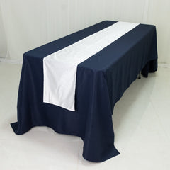 White Scuba Polyester Table Runner with Rhinestone Accents - 12"x108" Wrinkle-Free Table Linen