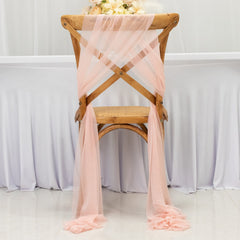 20-Pack Sheer Chair Drape Decor in Blush – 9ft Shimmer Sash, Wrinkle-Free