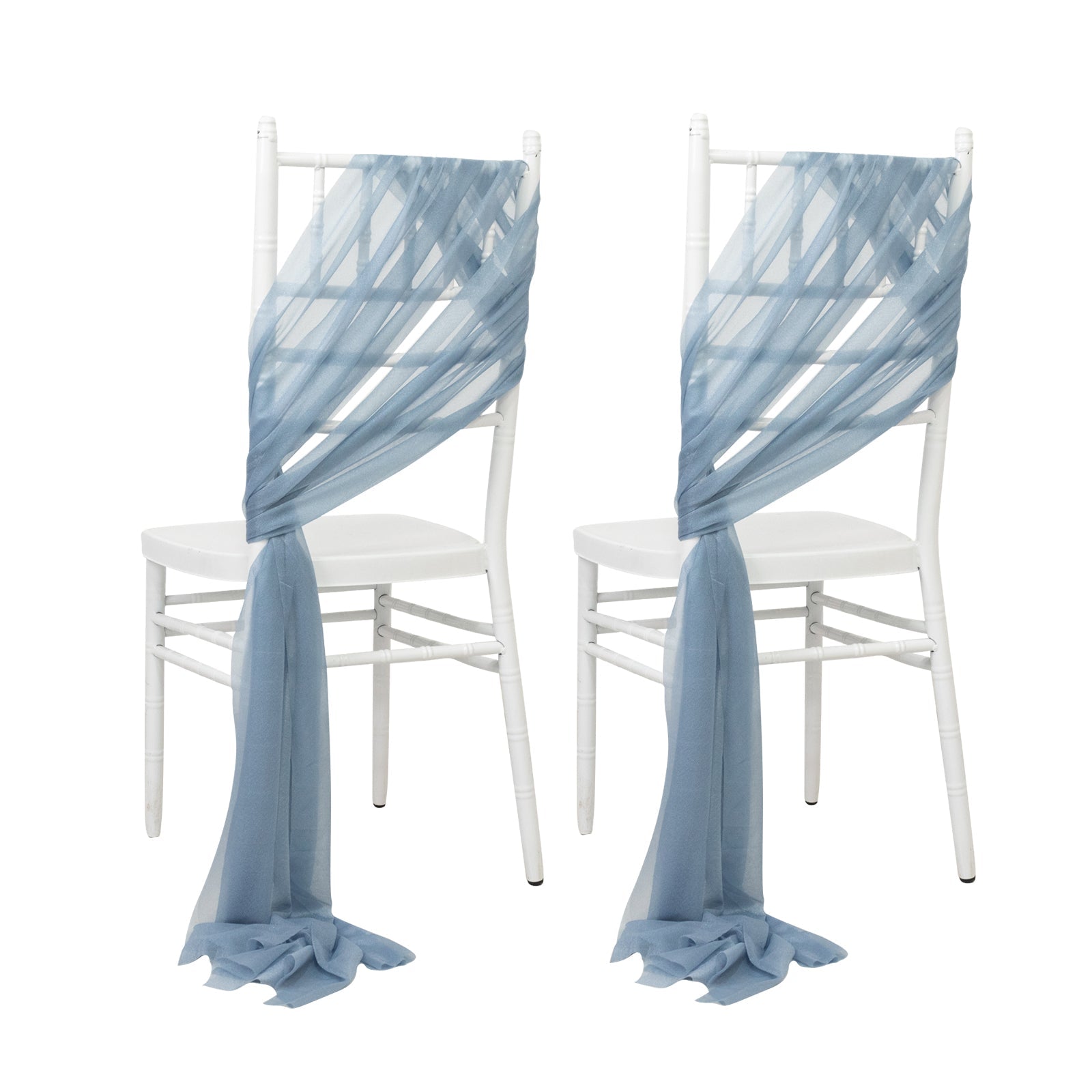 20-Pack Sheer Chair Drape Decor in Dusty Blue – 9ft Shimmer Sash, Wrinkle-Free
