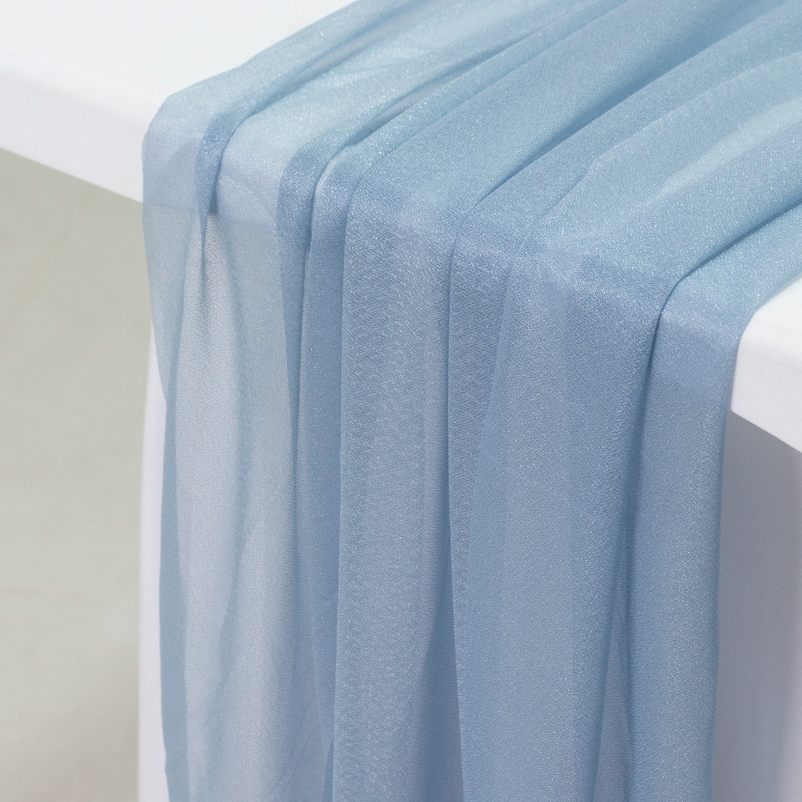 20-Pack 9ft Sheer Table Runners – Dusty Blue Shimmer Sheer Drapes, Wrinkle-Free