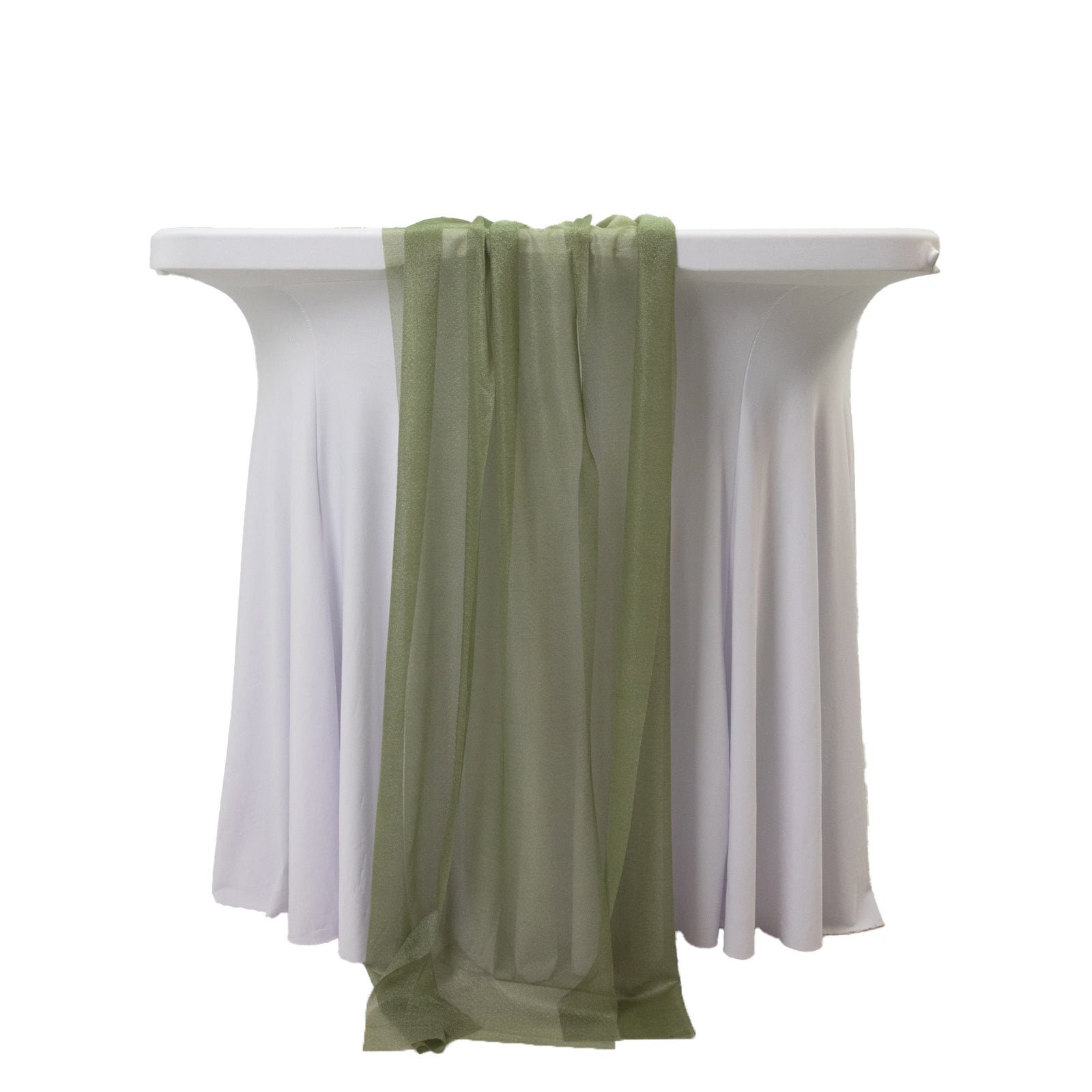 20-Pack 9ft Sheer Table Runners – Dusty Sage Green Shimmer Sheer Drapes, Wrinkle-Free