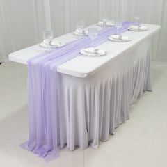 20-Pack 9ft Sheer Table Runners – Lavender Lilac Shimmer Sheer Drapes, Wrinkle-Free