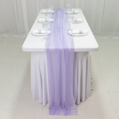 20-Pack 9ft Sheer Table Runners – Lavender Lilac Shimmer Sheer Drapes, Wrinkle-Free