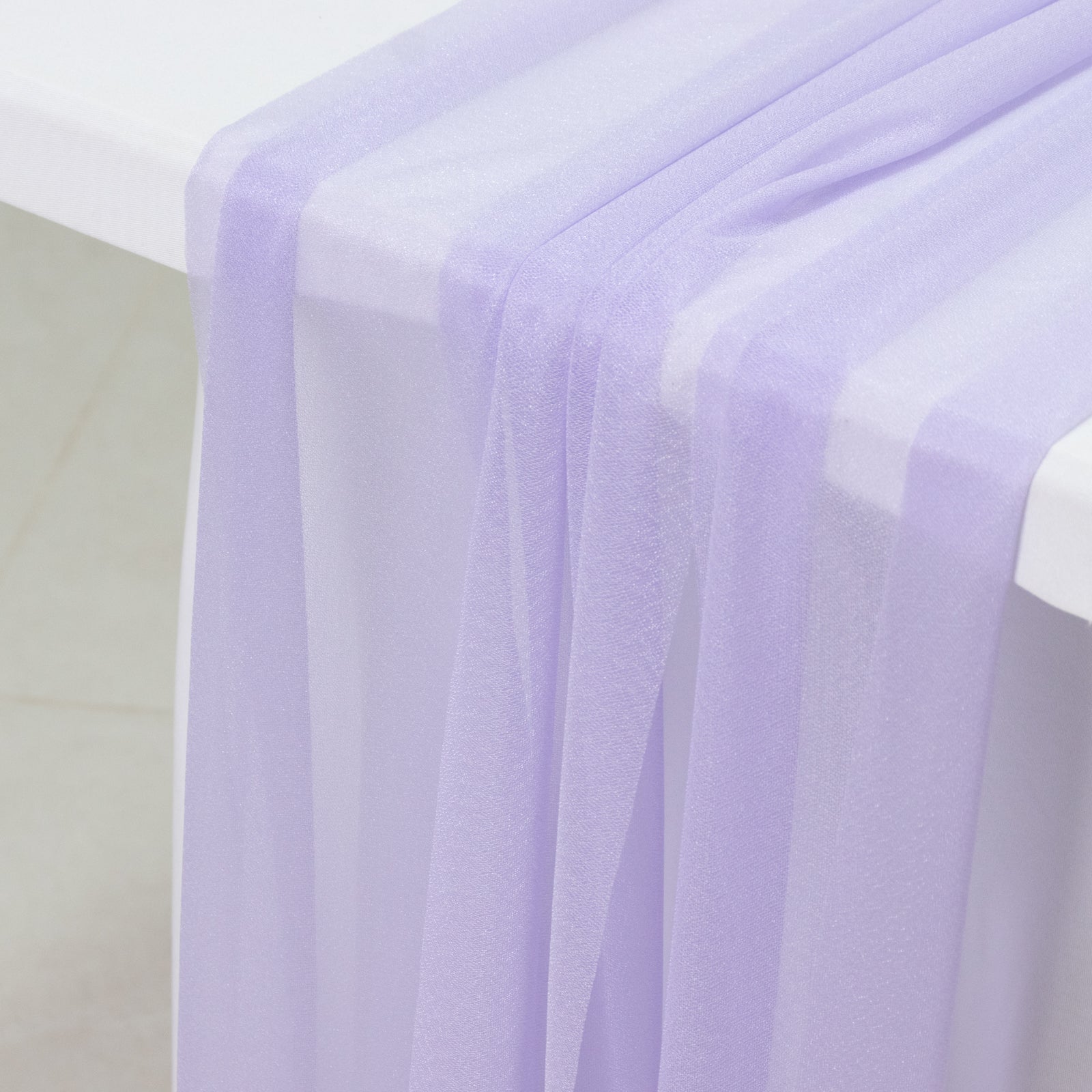 20-Pack 9ft Sheer Table Runners – Lavender Lilac Shimmer Sheer Drapes, Wrinkle-Free