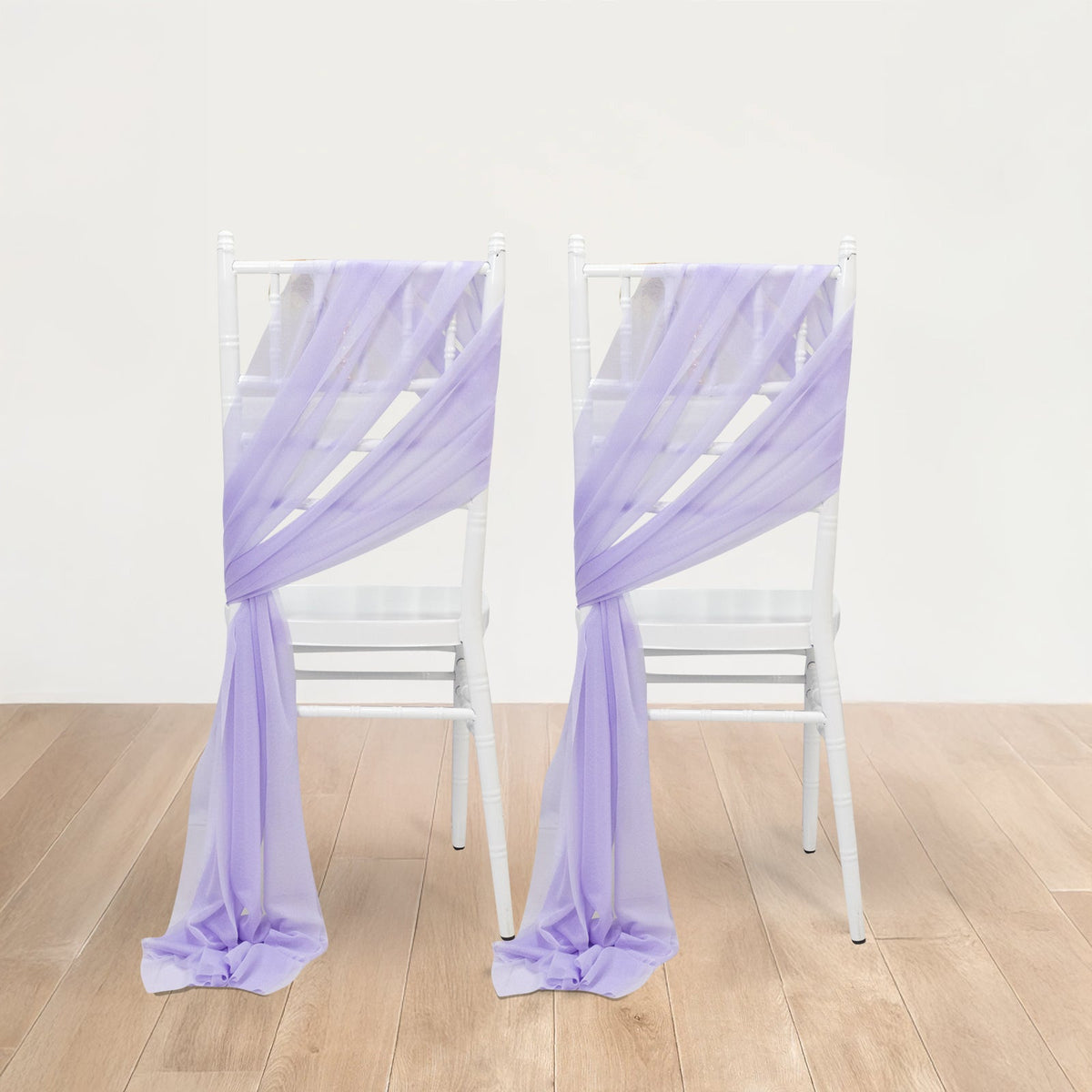 20-Pack Sheer Chair Drape Decor in Lavender Lilac – 9ft Shimmer Sash, Wrinkle-Free