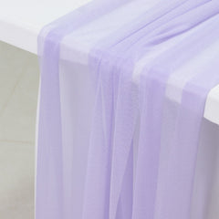 20-Pack 9ft Sheer Table Runners – Lavender Lilac Shimmer Sheer Drapes, Wrinkle-Free