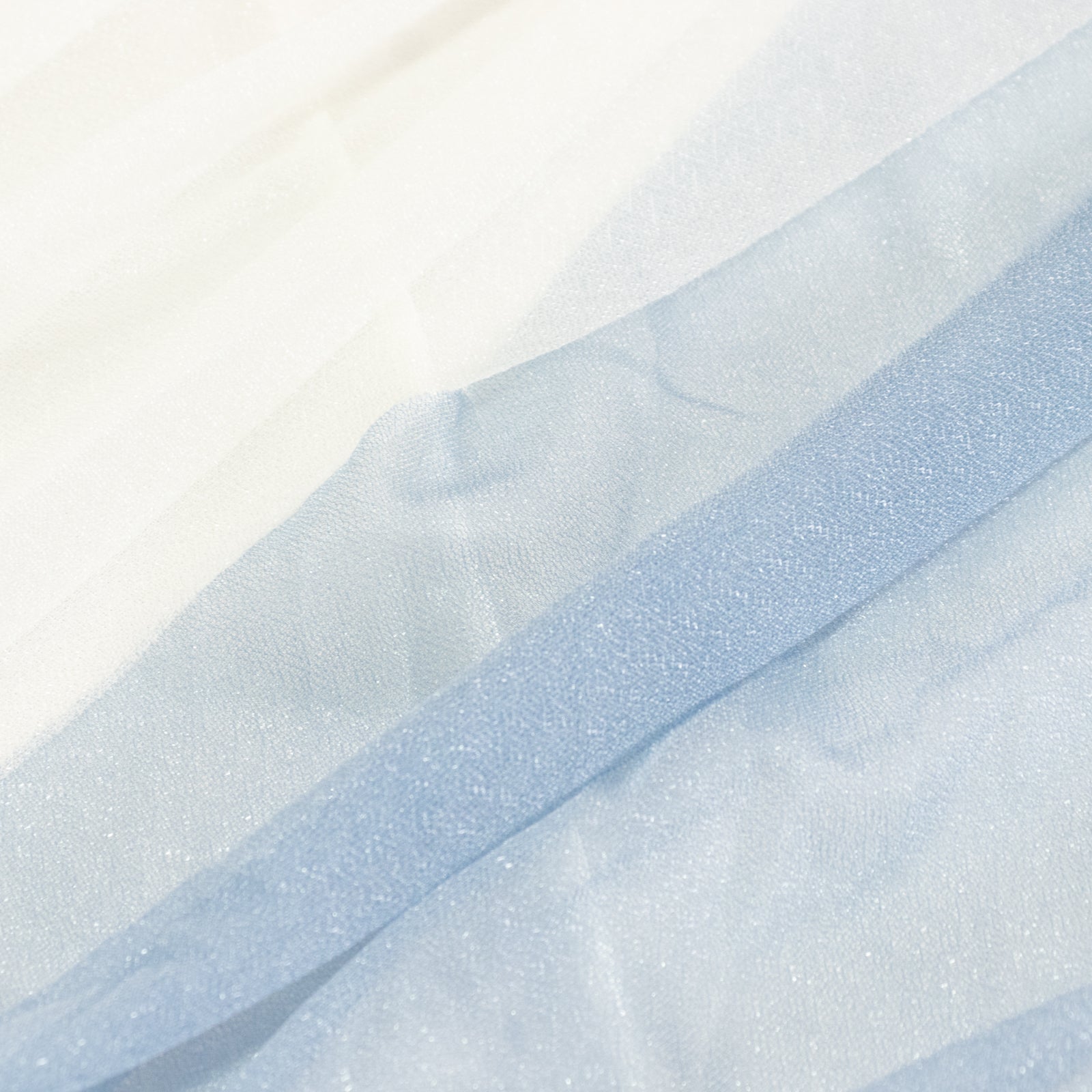 14ft Sheer Pleated Ruffle Skirting Chiffon Table Skirt - Dusty Blue and Ivory, Shimmer Sheer, Wrinkle-Free Fabric