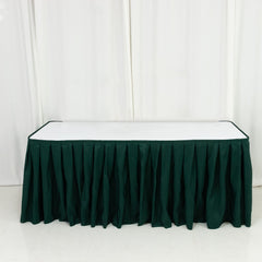 Polyester 14ft Table Skirt Hunter Emerald Green - Classic Pleated Design for Weddings & Events