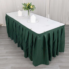 Polyester 21ft Table Skirt Hunter Emerald Green - Classic Pleated Design