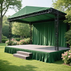 Portable Stage Skirt Hunter Emerald Green Polyester Platform Skirting Cloth for Events, Performances & Wedding Staging - 16"x10ft