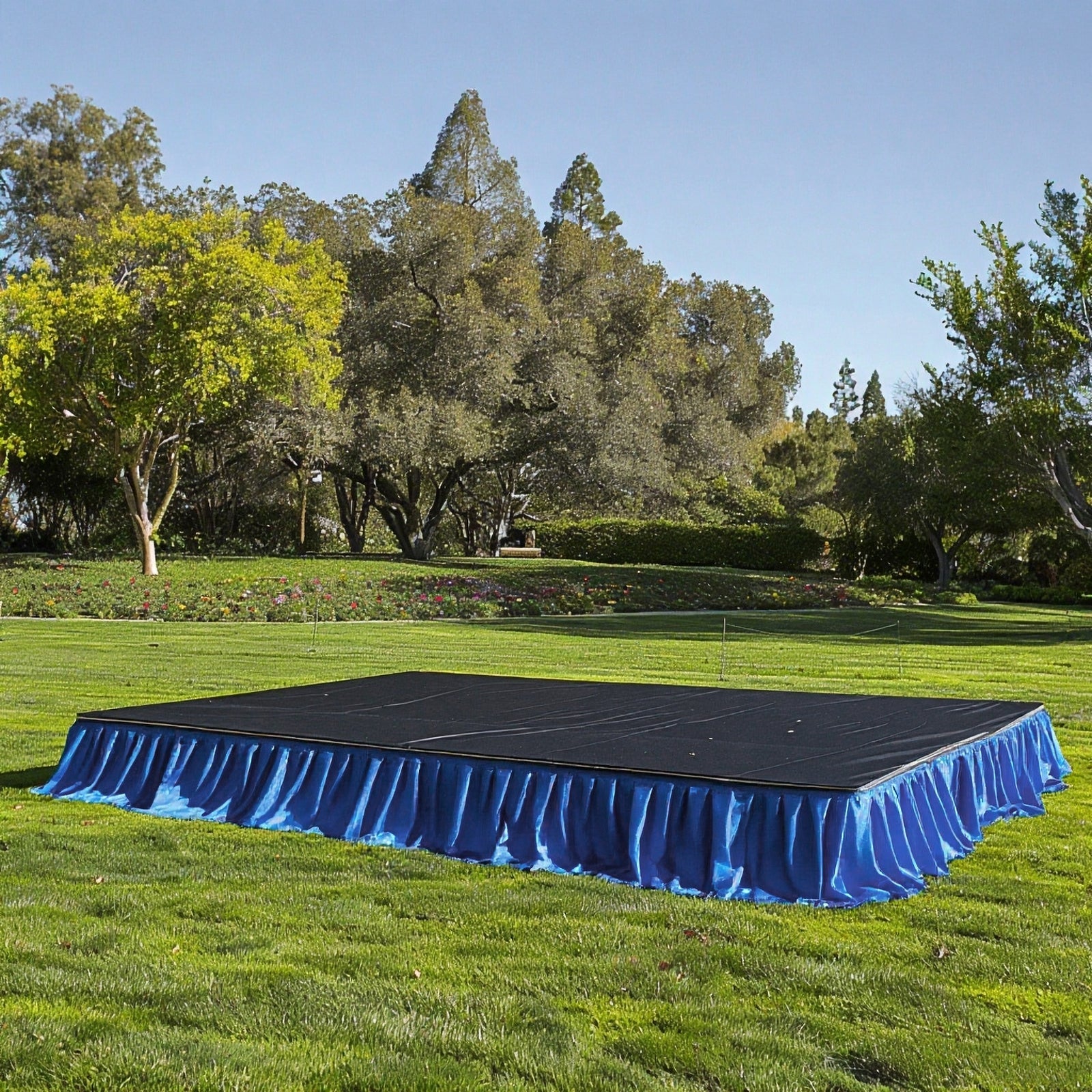 Portable Stage Skirt Royal Blue Polyester Platform Skirting Cloth for Events, Performances & Wedding Staging - 16"x10ft