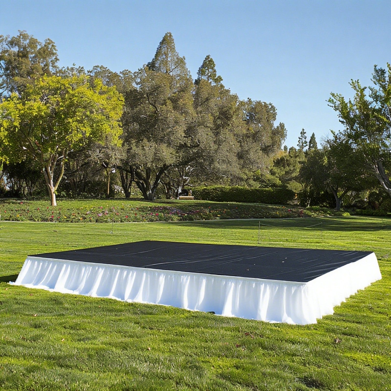 Portable Stage Skirt White Polyester Platform Skirting Cloth for Events, Performances & Wedding Staging - 16"x10ft