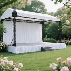 Portable Stage Skirt White Polyester Platform Skirting Cloth for Events, Performances & Wedding Staging - 24"x20ft