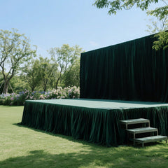 Portable Stage Skirt Hunter Emerald Green Polyester Platform Skirting Cloth for Events, Performances & Wedding Staging - 36"x20ft