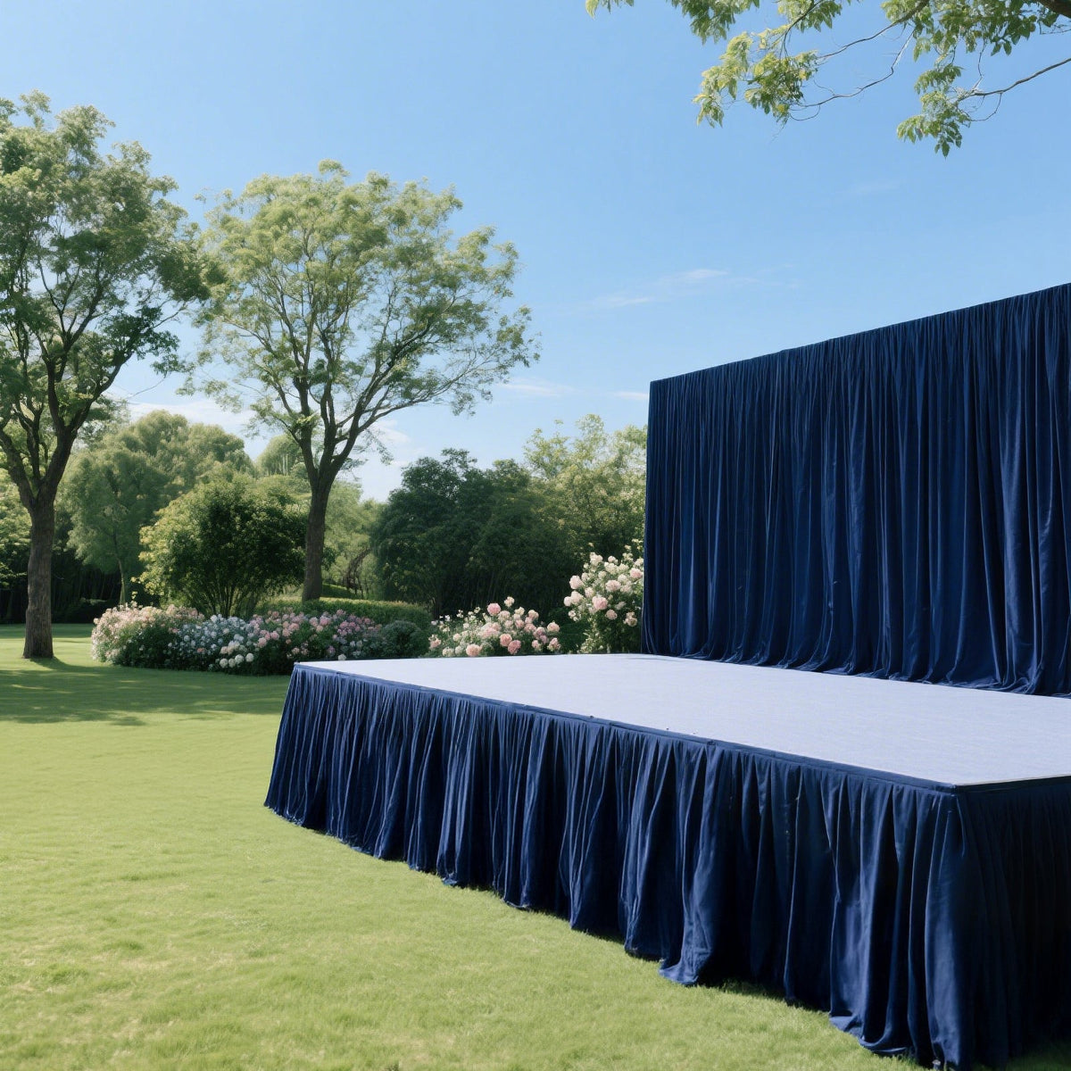 Portable Stage Skirt Navy Blue Polyester Platform Skirting Cloth for Events, Performances & Wedding Staging - 36"x20ft