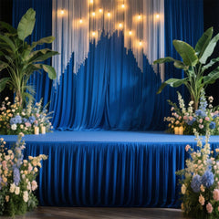 Portable Stage Skirt Royal Blue Polyester Platform Skirting Cloth for Events, Performances & Wedding Staging - 48"x20ft