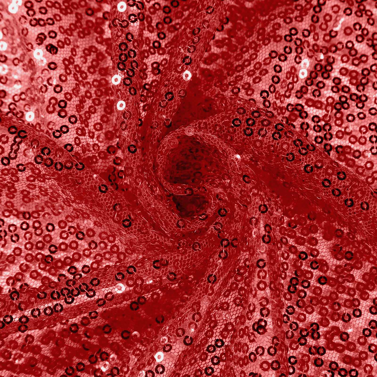 Sequin 132" Round Tablecloth Red - Seamless Dazzling Table Cover