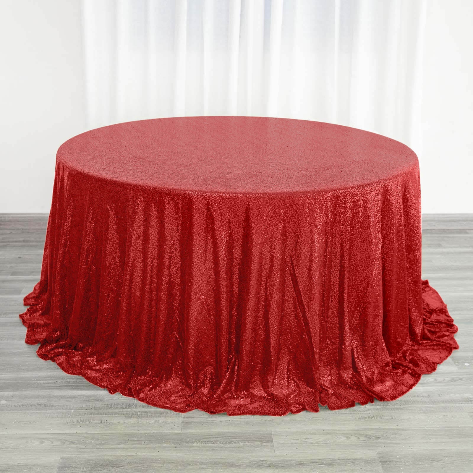 Sequin 132" Round Tablecloth Red - Seamless Dazzling Table Cover