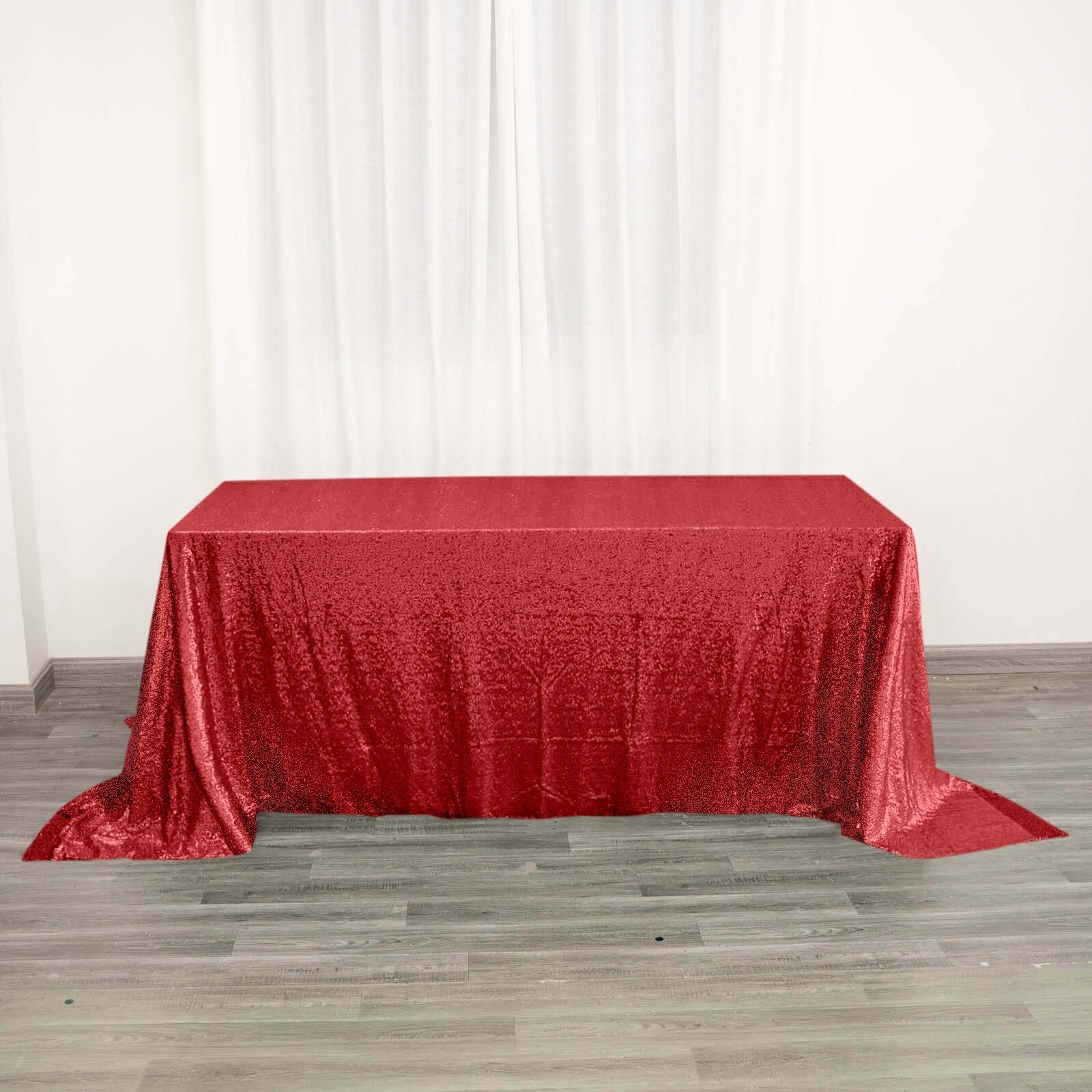 Sequin 90"x132" Rectangle Tablecloth Red - Seamless Sparkly Table Cover