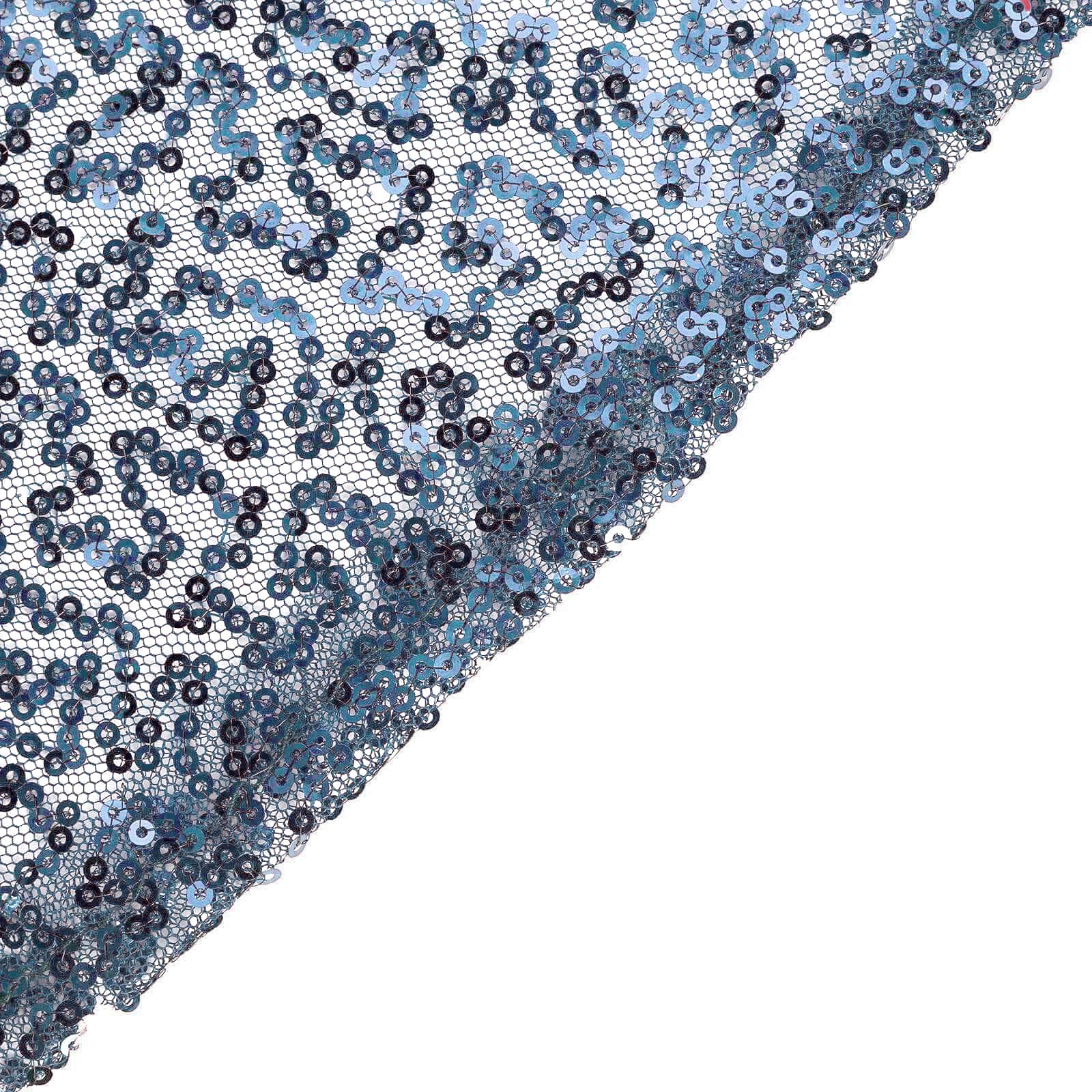 Sequin 90"x132" Rectangle Tablecloth Dusty Blue - Seamless Sparkly Table Cover