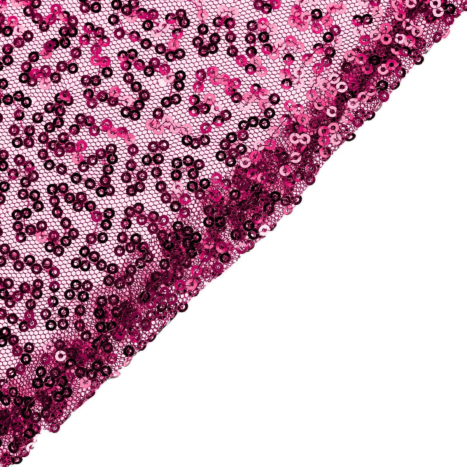 Sequin 90"x132" Rectangle Tablecloth Fuchsia - Seamless Sparkly Table Cover