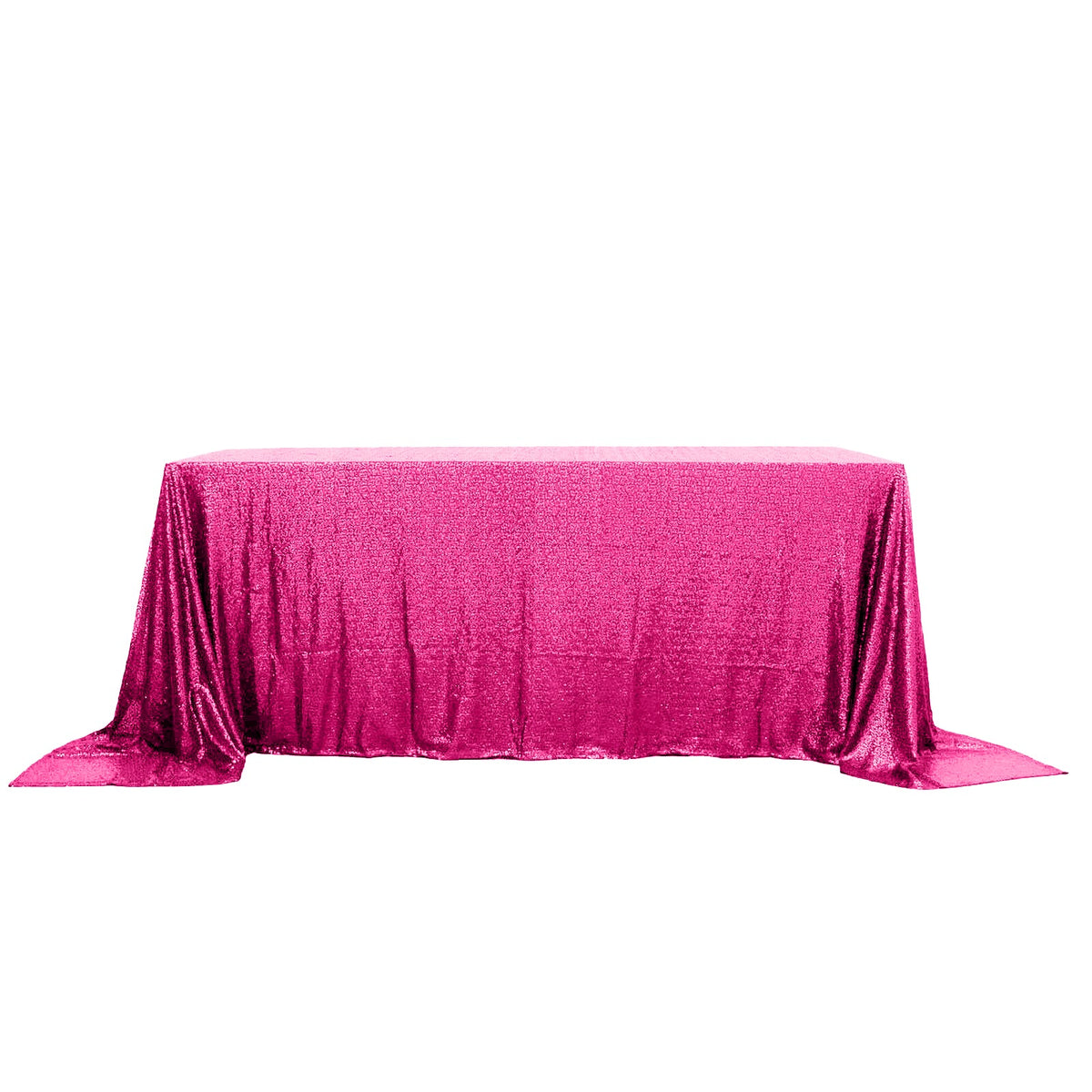 Sequin 90"x132" Rectangle Tablecloth Fuchsia - Seamless Sparkly Table Cover