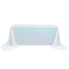 Sequin 90"x156" Rectangle Tablecloth Iridescent Blue - Seamless Twinkling Table Cover