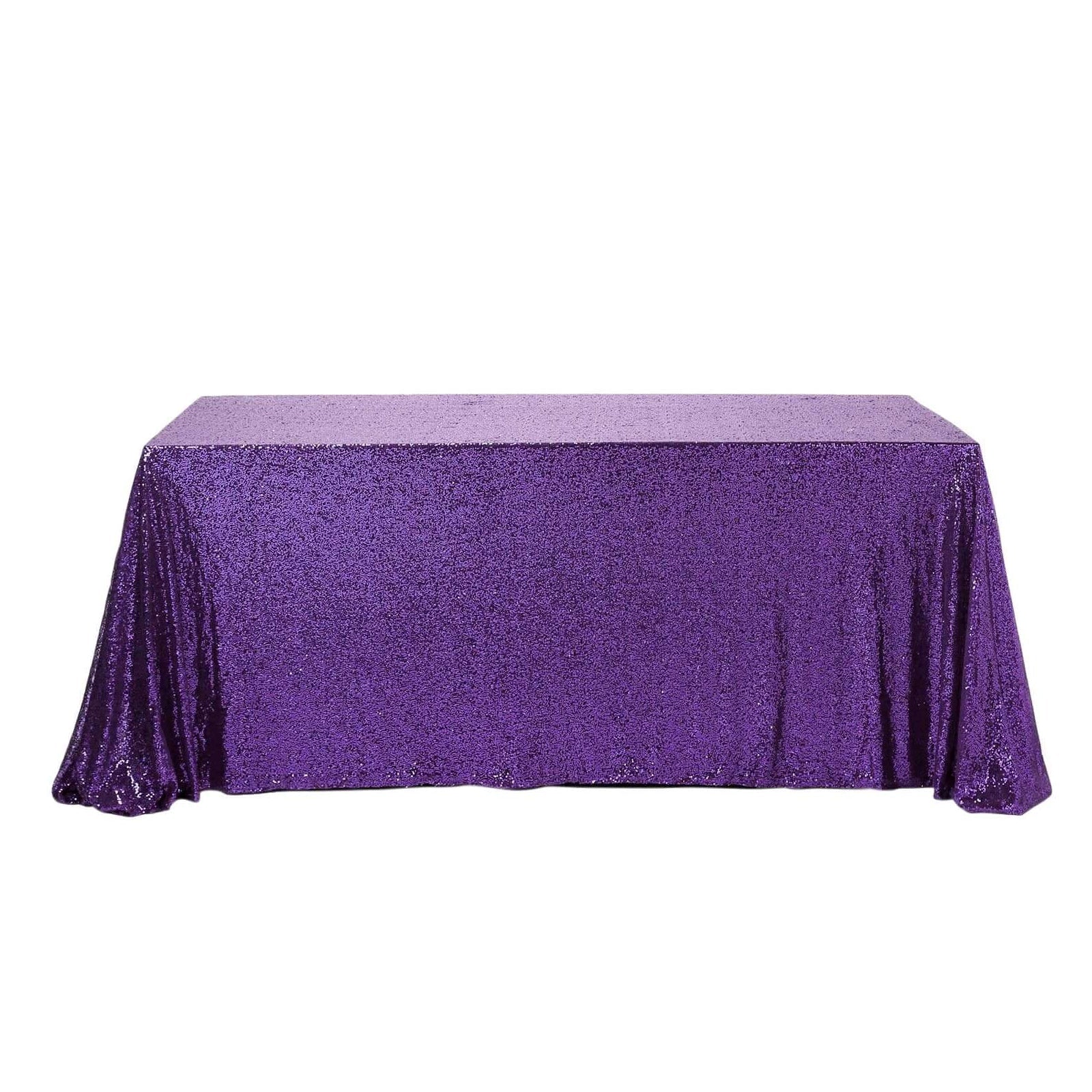Sequin 90"x156" Rectangle Tablecloth Purple - Seamless Twinkling Table Cover