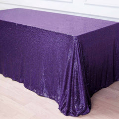 Sequin 90"x156" Rectangle Tablecloth Purple - Seamless Twinkling Table Cover