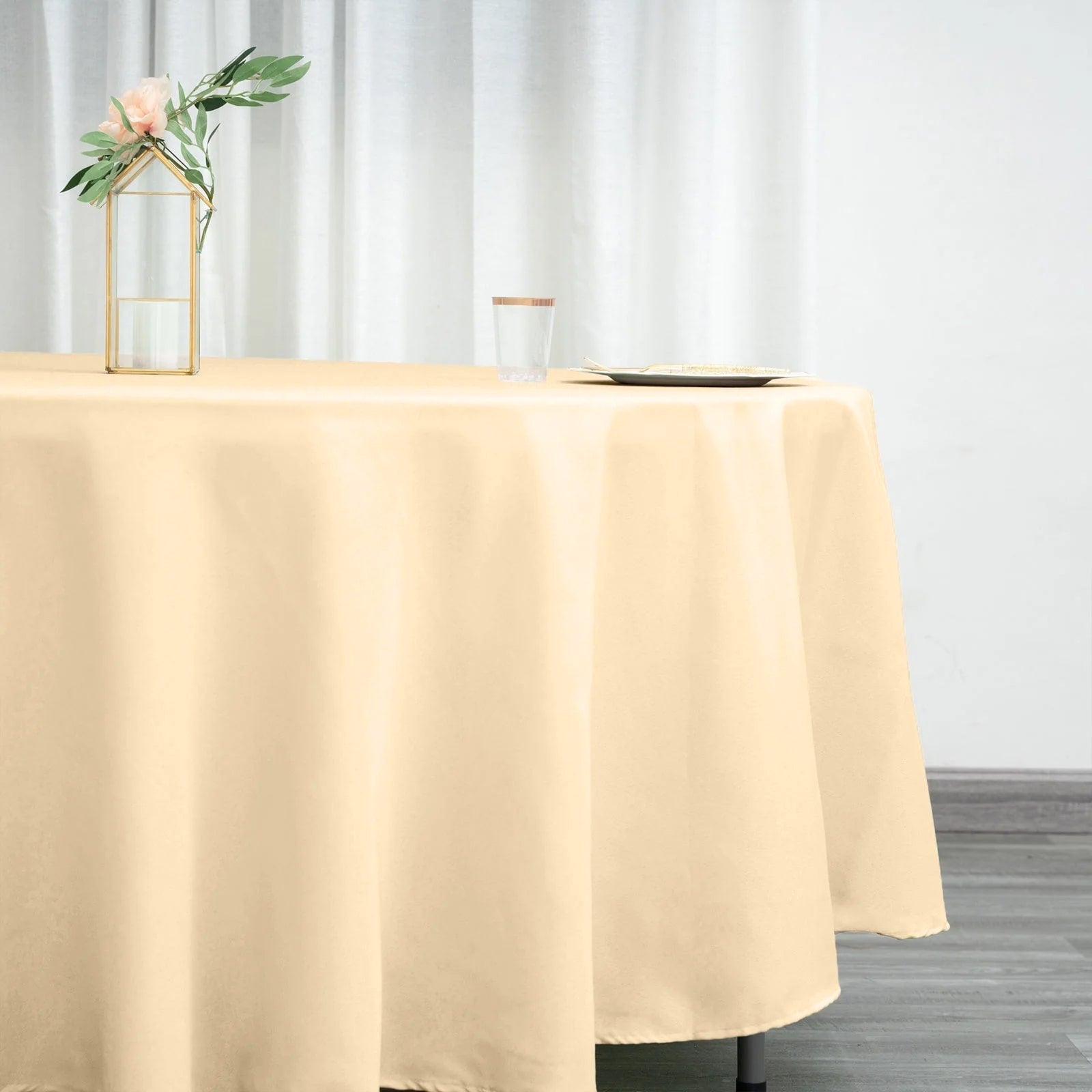 Polyester 108" Round Tablecloth Beige - Wrinkle-Resistant Table Cover