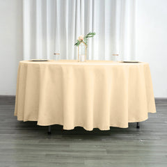 Polyester 108" Round Tablecloth Beige - Wrinkle-Resistant Table Cover