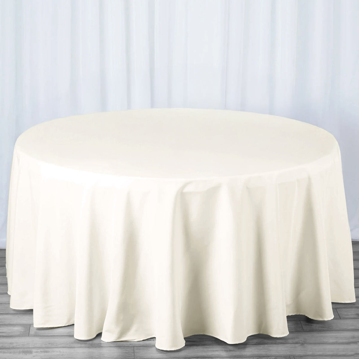 Polyester 120" Round Tablecloth Ivory - Seamless Wrinkle-Resistant Table Cover