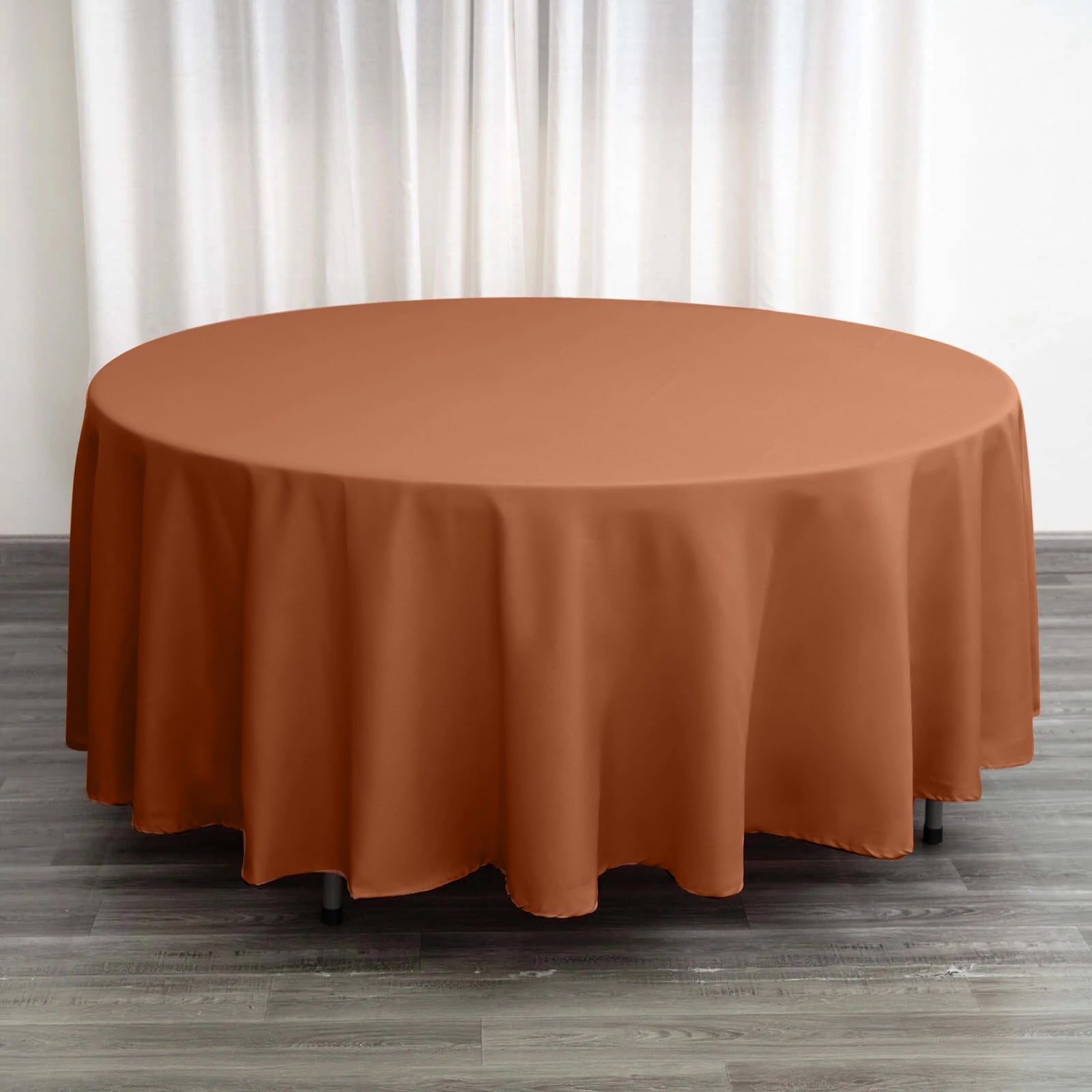 Polyester 108" Round Tablecloth Terracotta (Rust) - Wrinkle-Resistant Table Cover