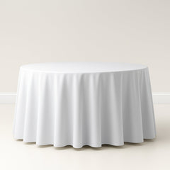 Premium Polyester 108" Round Tablecloth White - Wrinkle-Resistant 220GSM Table Cover for Weddings & Events