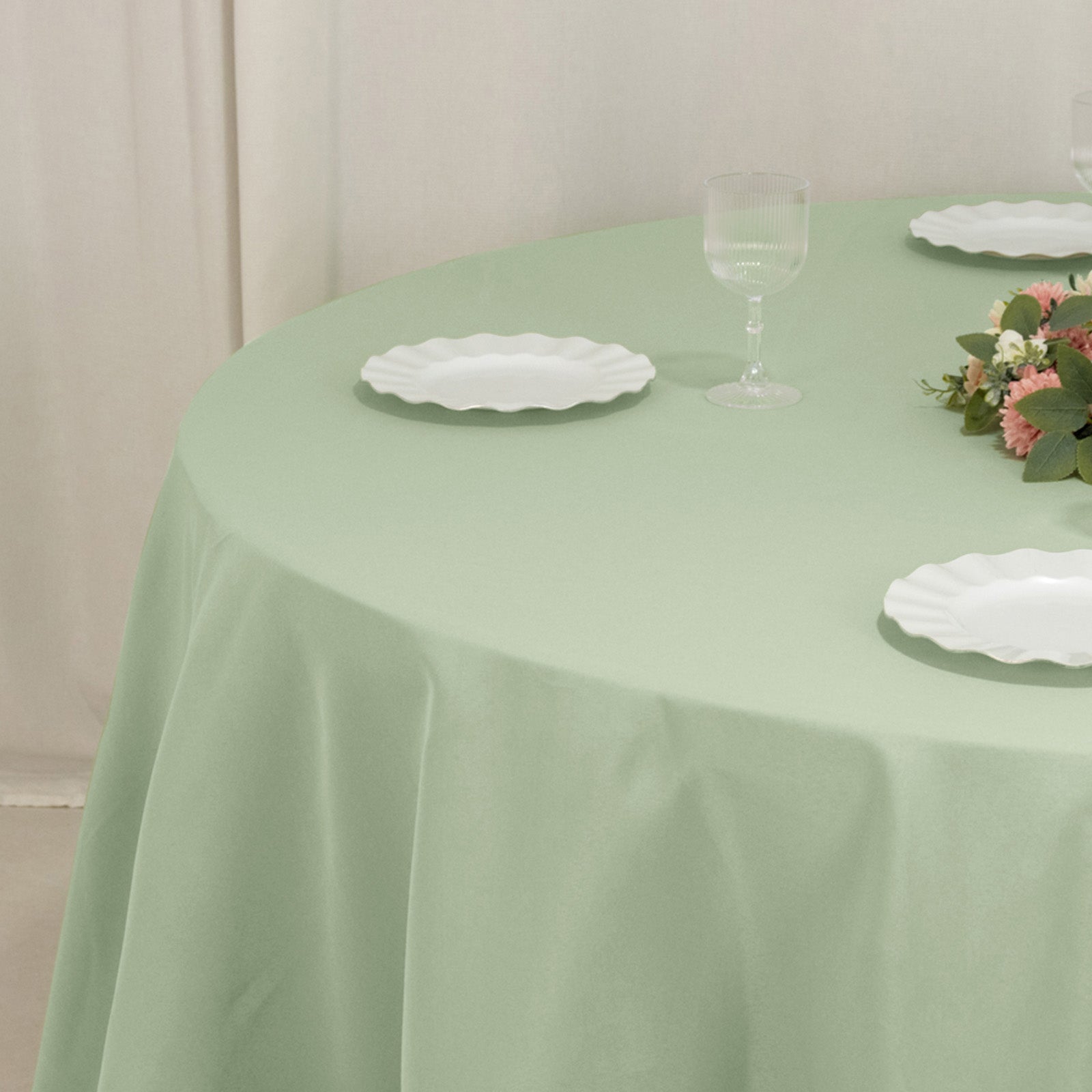 Premium Polyester 120" Round Tablecloth Sage Green - Seamless 220GSM Wrinkle-Resistant Table Cover