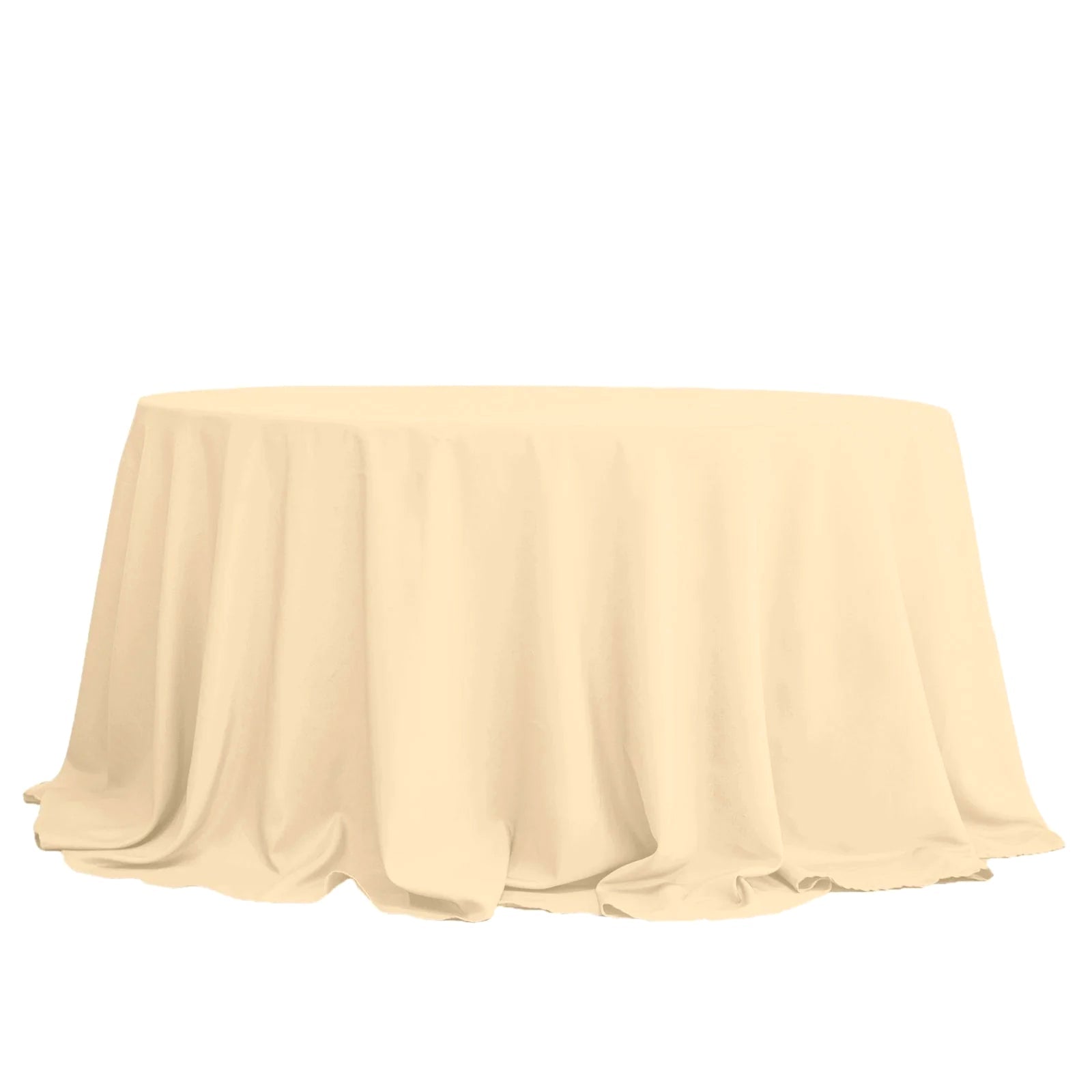 Polyester 132" Round Tablecloth Beige - Seamless Chic Table Cover